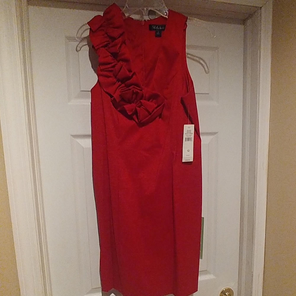 Red dress with ruffle